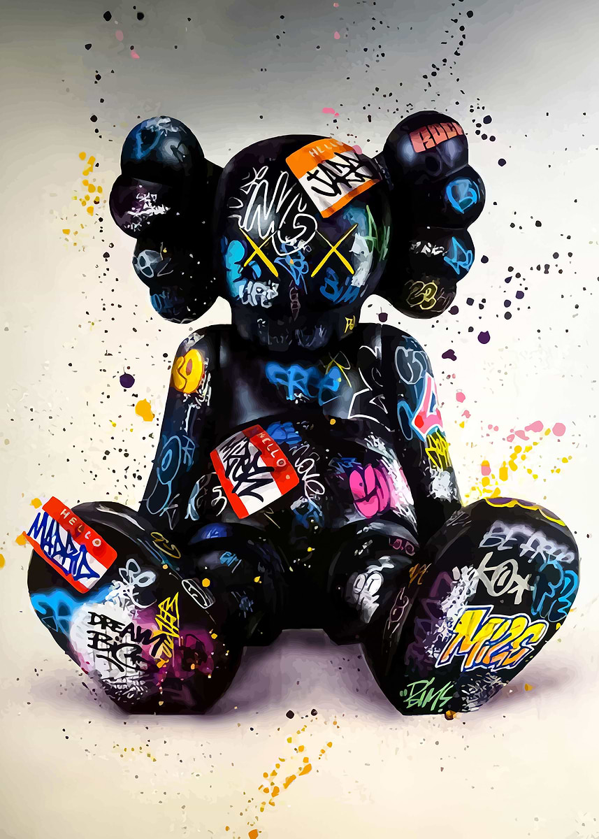 Kaws Watercolor' Poster, picture, metal print, paint by BB