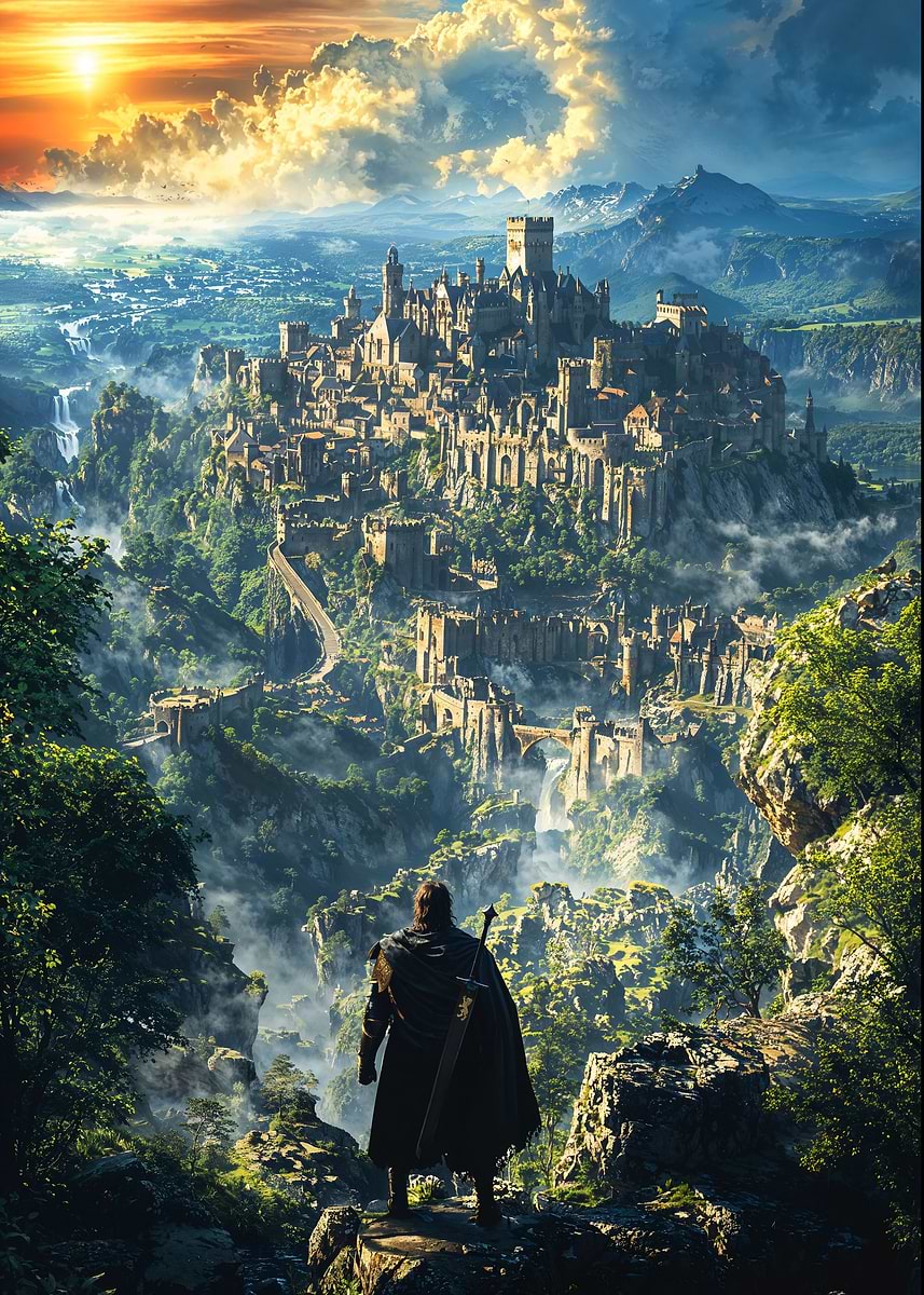 Shadows Over the Kingdom — from the Forgotten Fantasy Realms collection, a Pixaverse metal print