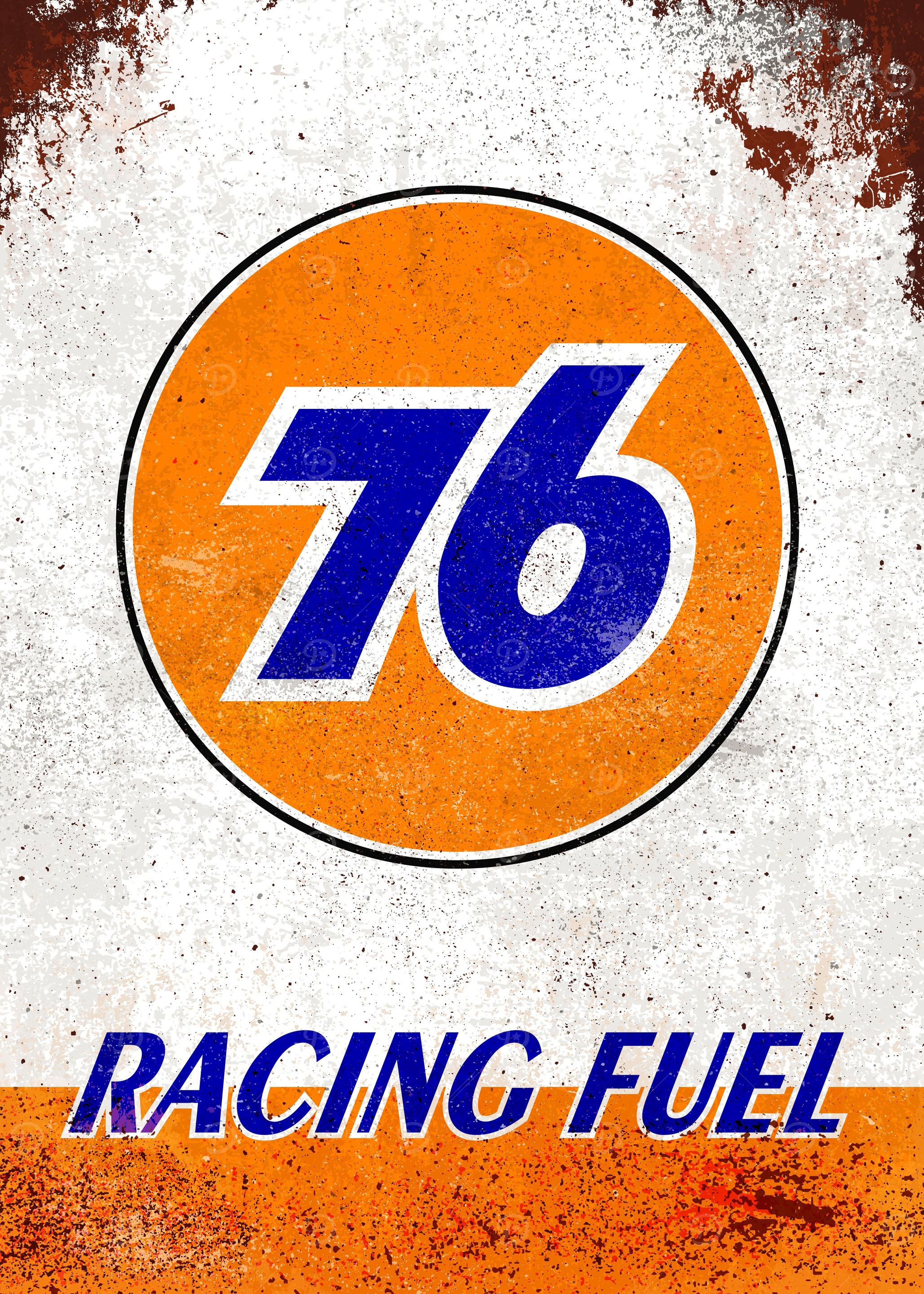 '76 racing fuel sign' Poster, picture, metal print, paint by great ...