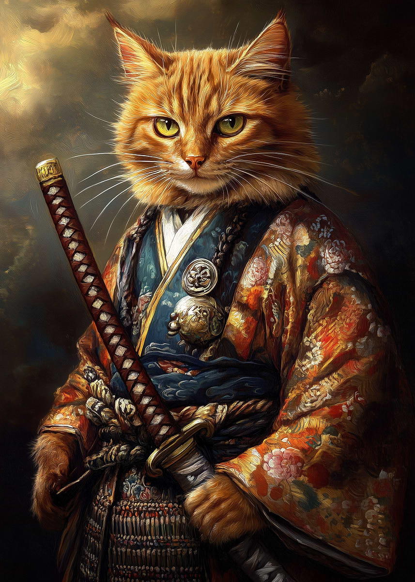 Samurai Cat ' Poster, picture, metal print, paint by the Moooh