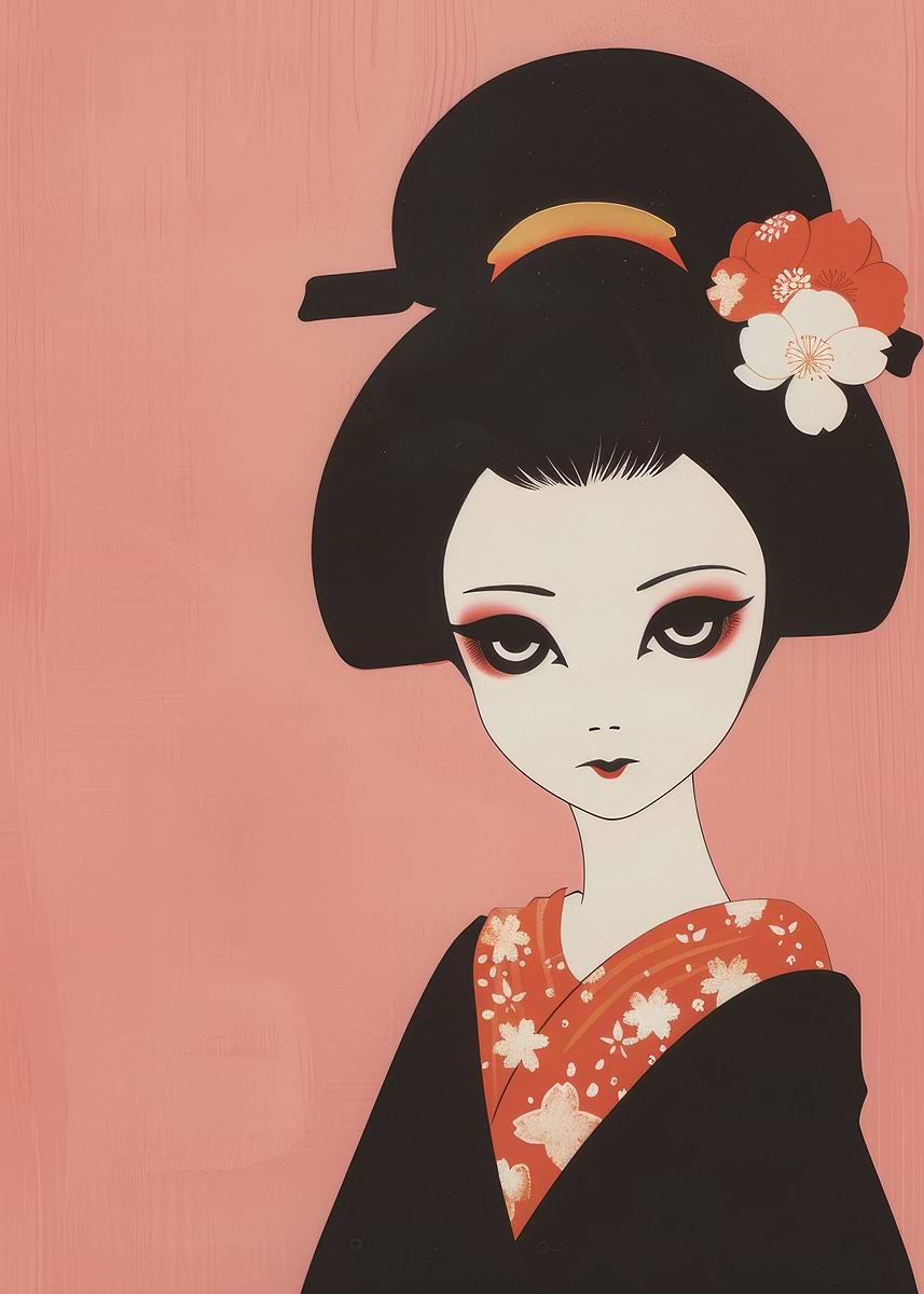 Gochie Print 'Gothic Geisha Woodblock' Poster, picture, metal print, paint by ...