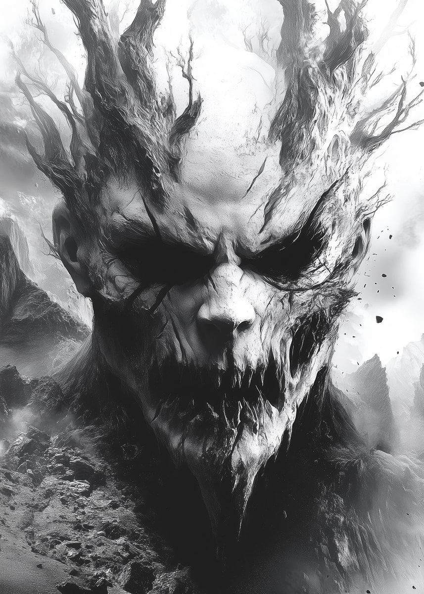 Black And White Demon' Poster, picture, metal print, paint by