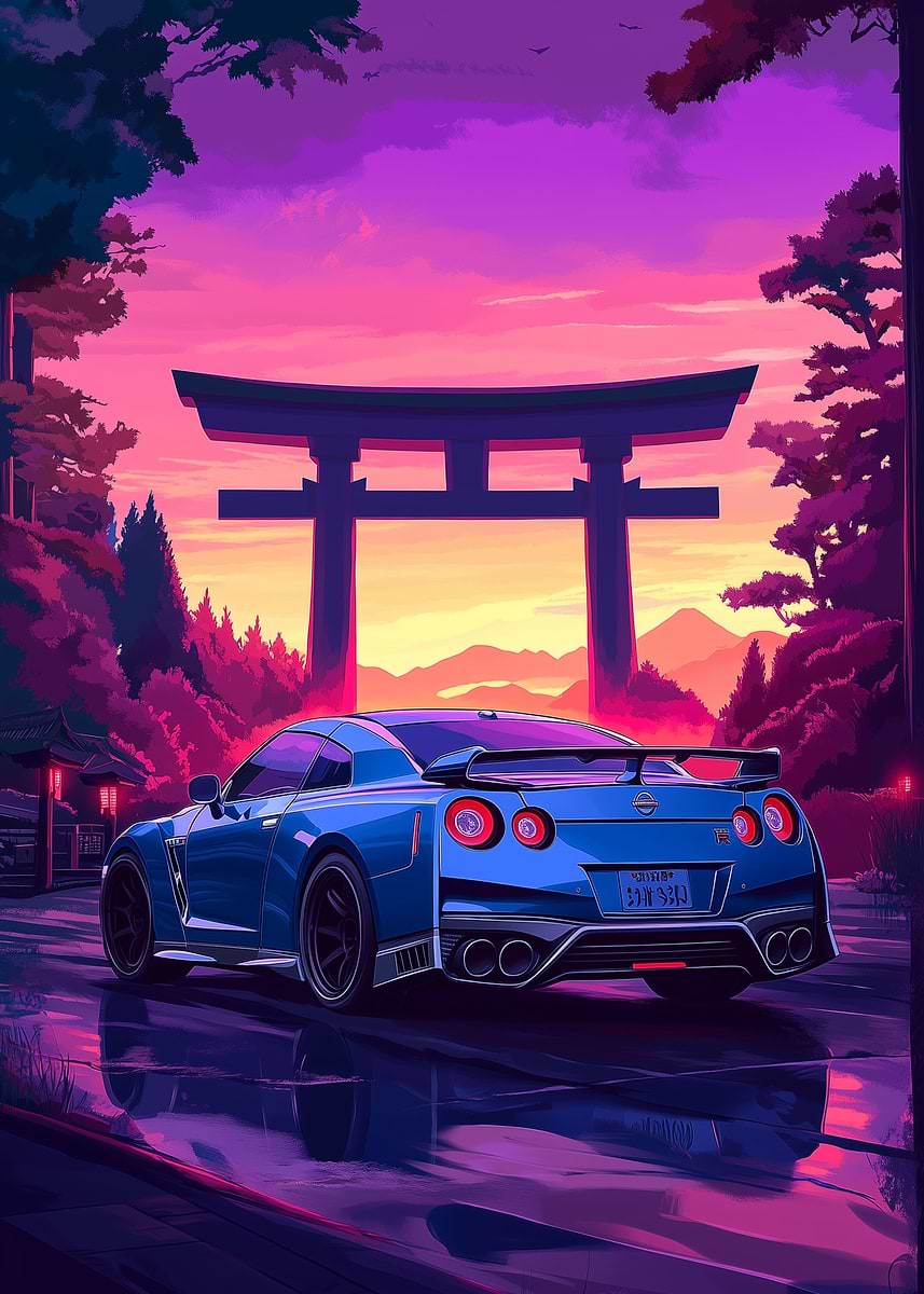 Nissan skyline GTR R34' Poster, picture, metal print, paint by