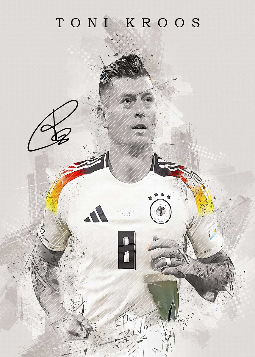 Toni Kroos' Poster, picture, metal print, paint by Joanne Clarke