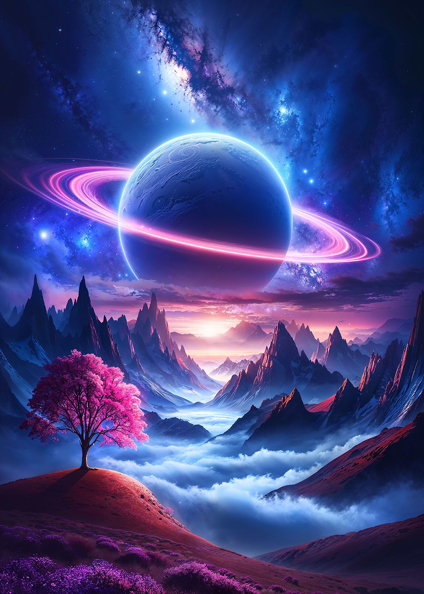 Celestial Solitude — from the Alien Worlds collection, a Pixaverse metal print