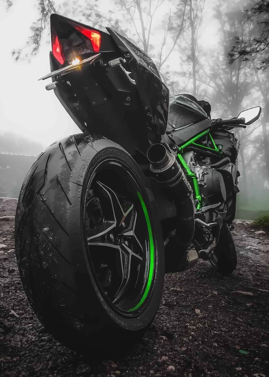 Kawasaki Ninja H2' Poster, picture, metal print, paint by Alex