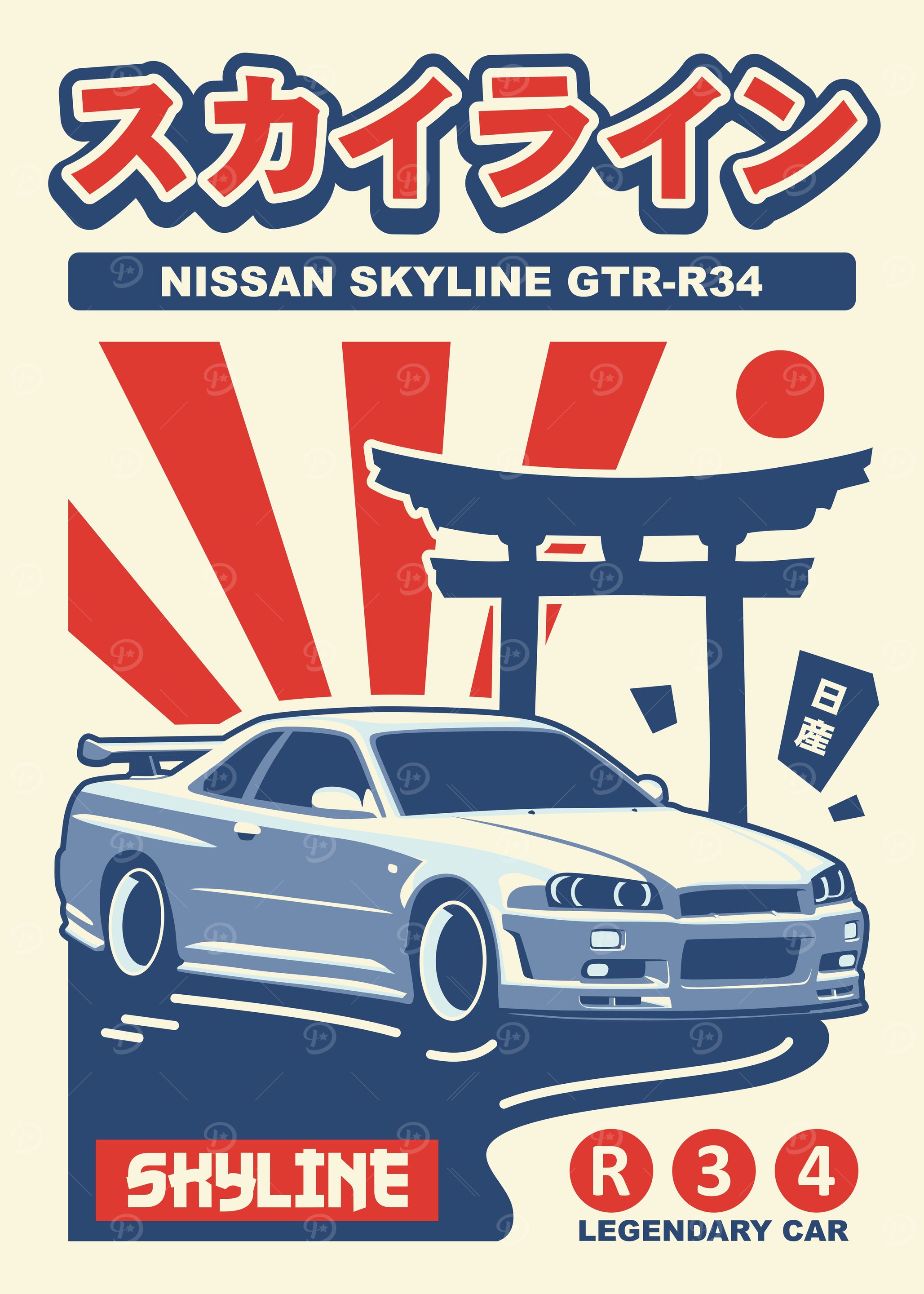 Nissan Skyline GTR R34 Poster, Picture & Metal Print – Sports Cars