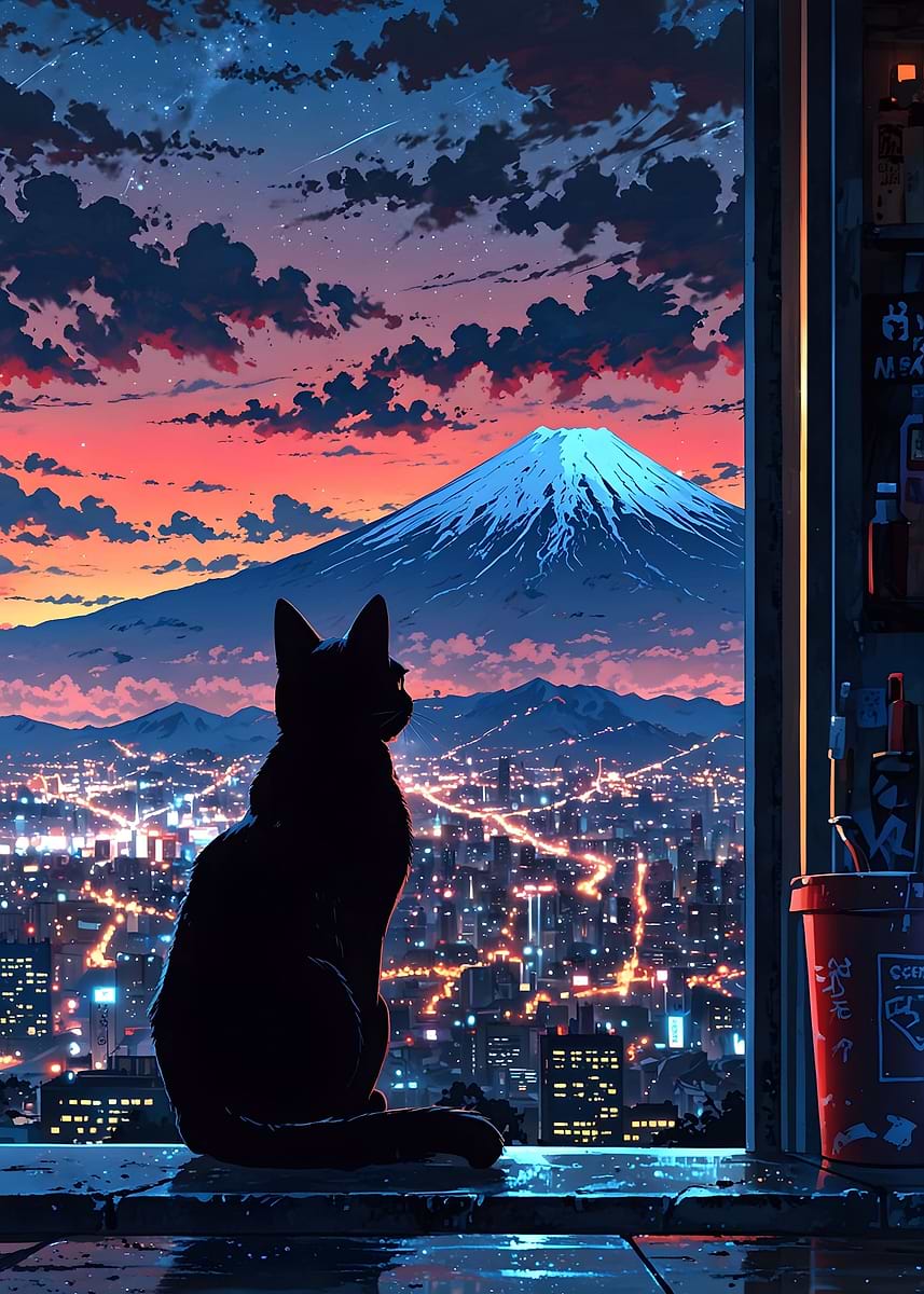 Displate ディスプレイット黒化け猫　メタルポースター 516d0bc354f41028f2d2a577c66130
