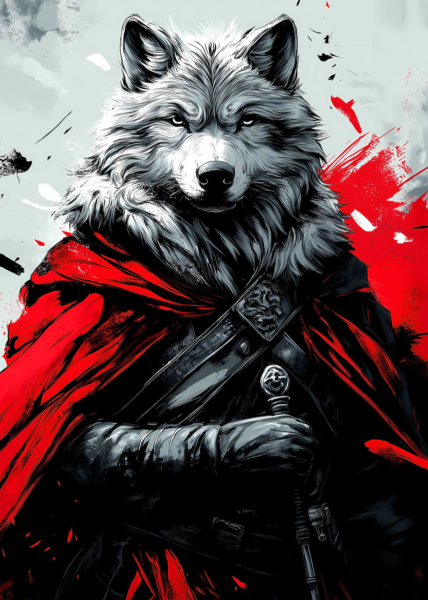 'Crimson Wolf Warrior' Poster, picture, metal print, paint by Joshua T ...
