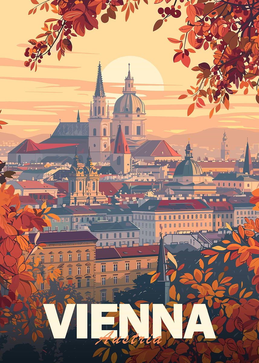 Vienna City Minimalist' Poster, picture, metal print, paint by