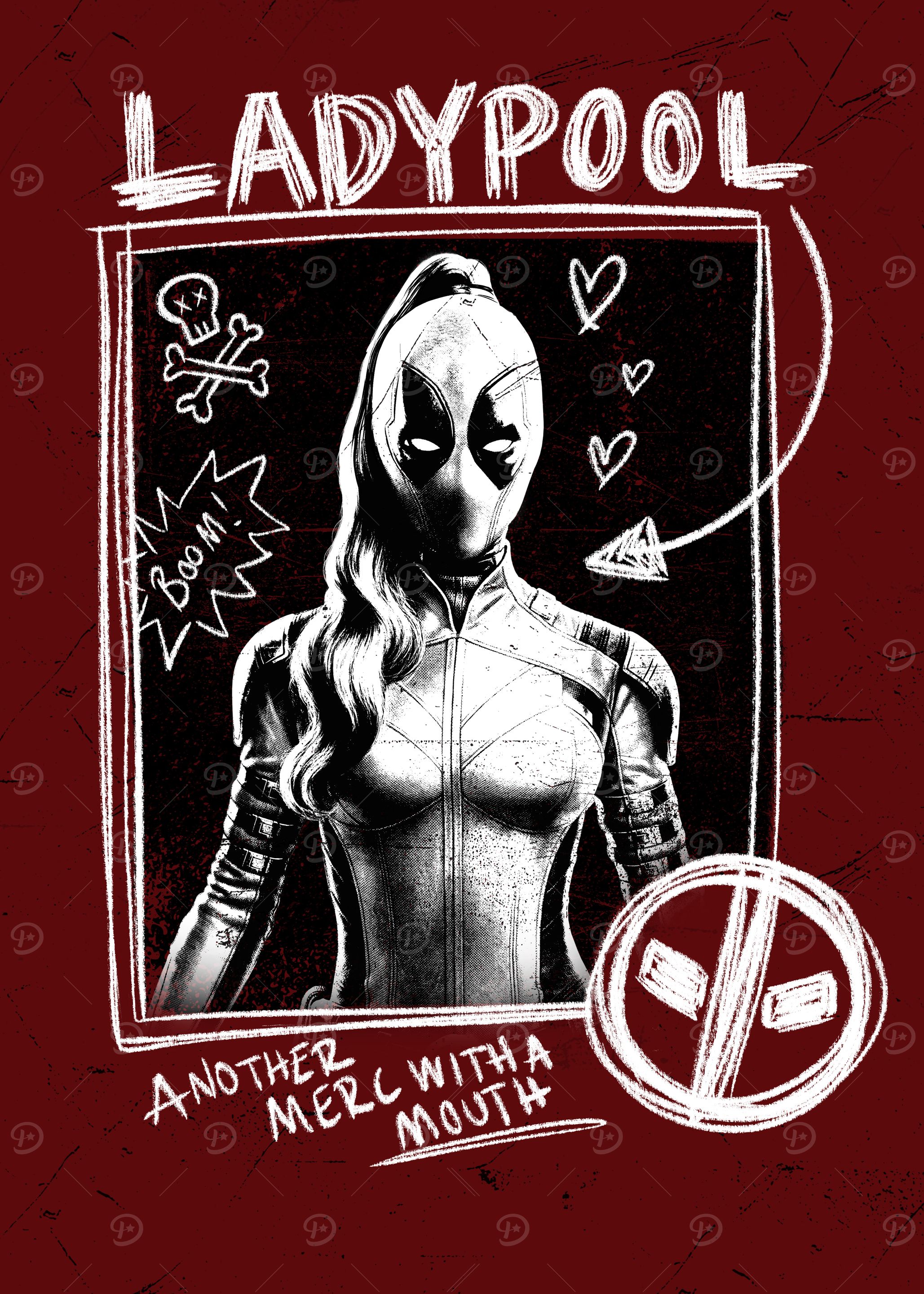 Ladypool Poster Scratch' Poster, picture, metal print, paint by