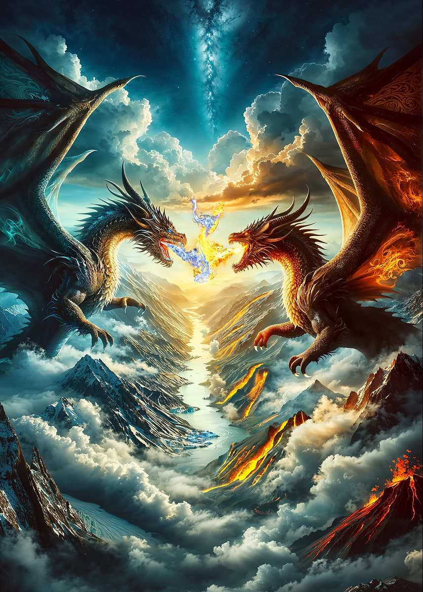 Duel of the Fates — from the Dragons Lair collection, a Pixaverse metal print