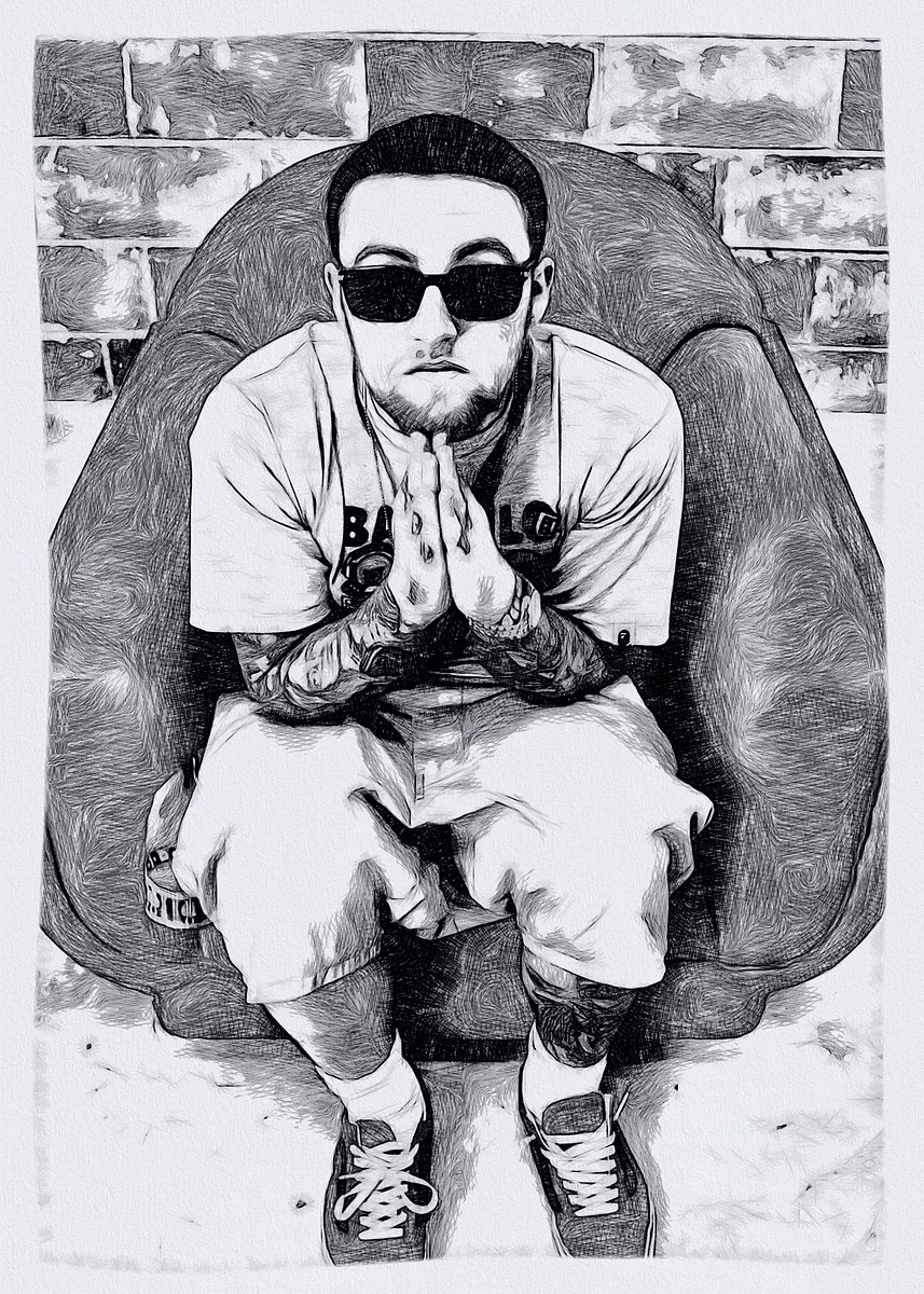 Rustage Rapper Drawing 'Rapper pencil drawing' Poster, picture, metal print, paint by ...