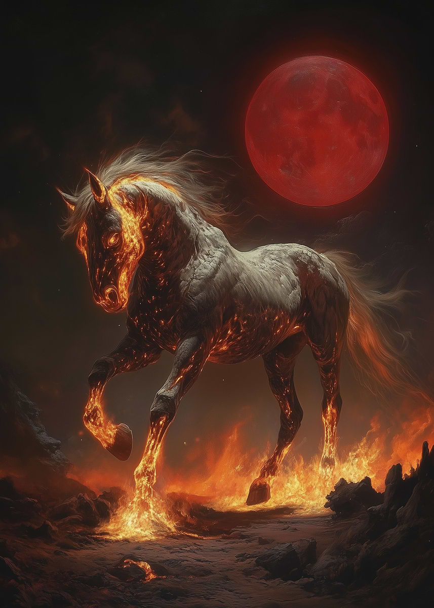 Fire Races Myth 'Mythology Fire Horse' Poster, picture, metal print, paint by BOUNTEES ...