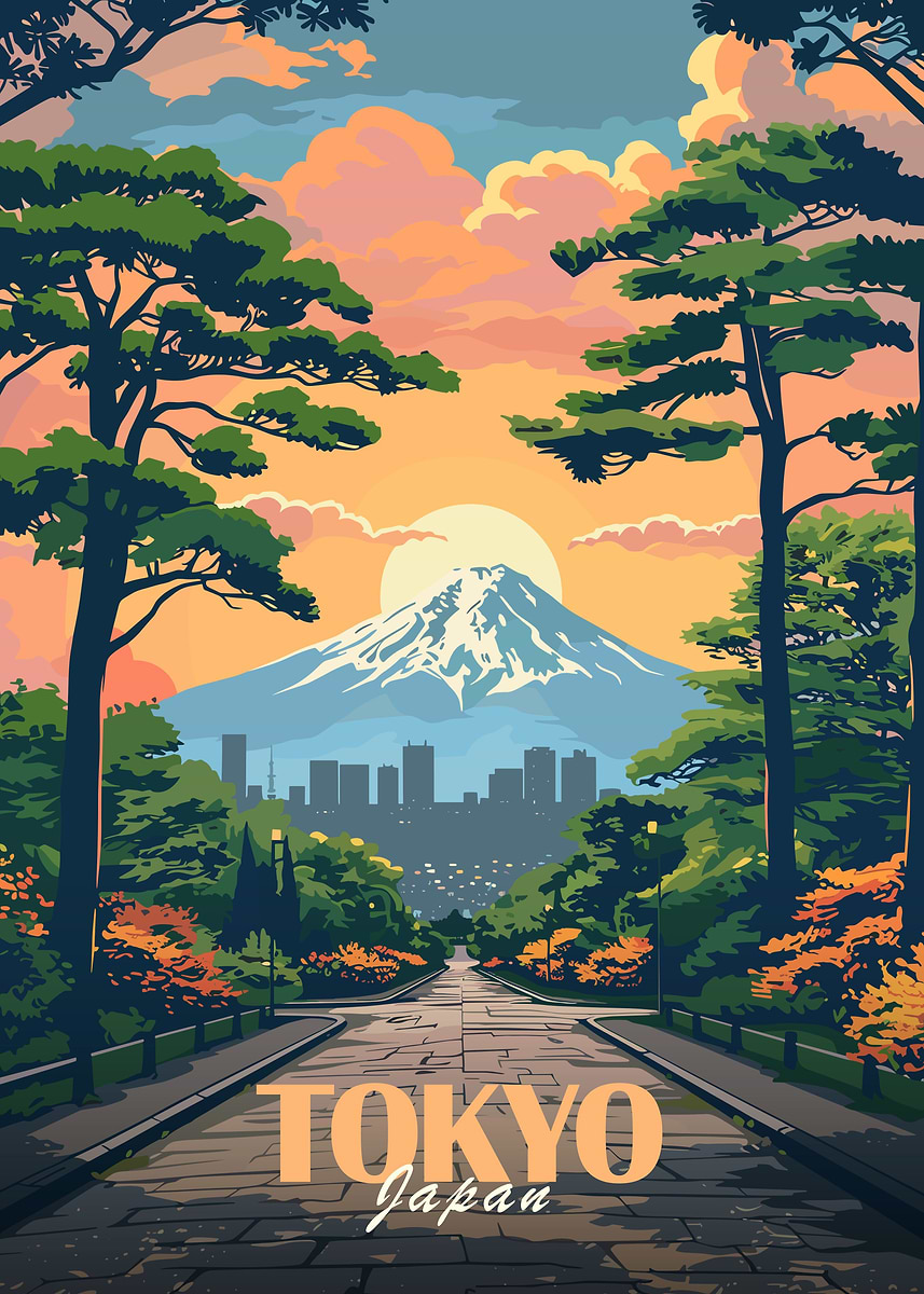 Tokyo City Minimalist' Poster, picture, metal print, paint by