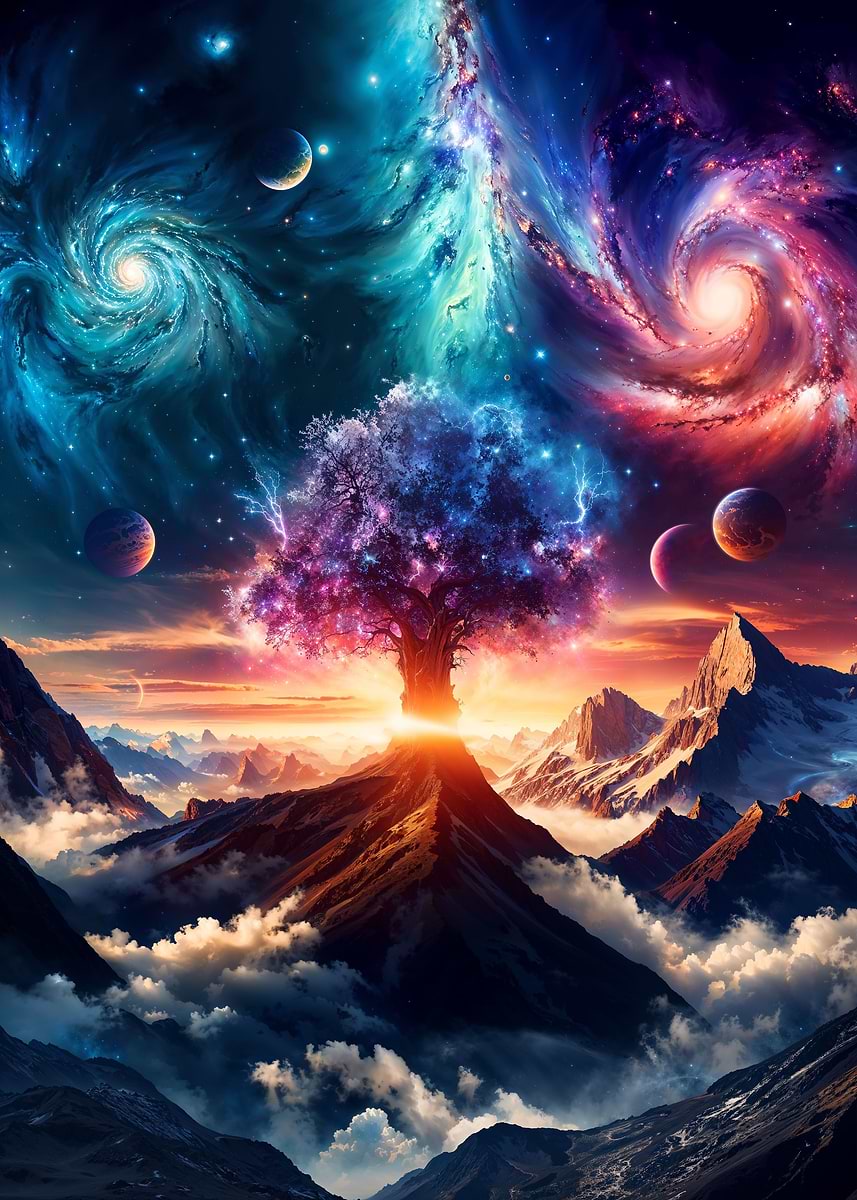 Intergalactic Nexus — from the Galactic Garden collection, a Pixaverse metal print