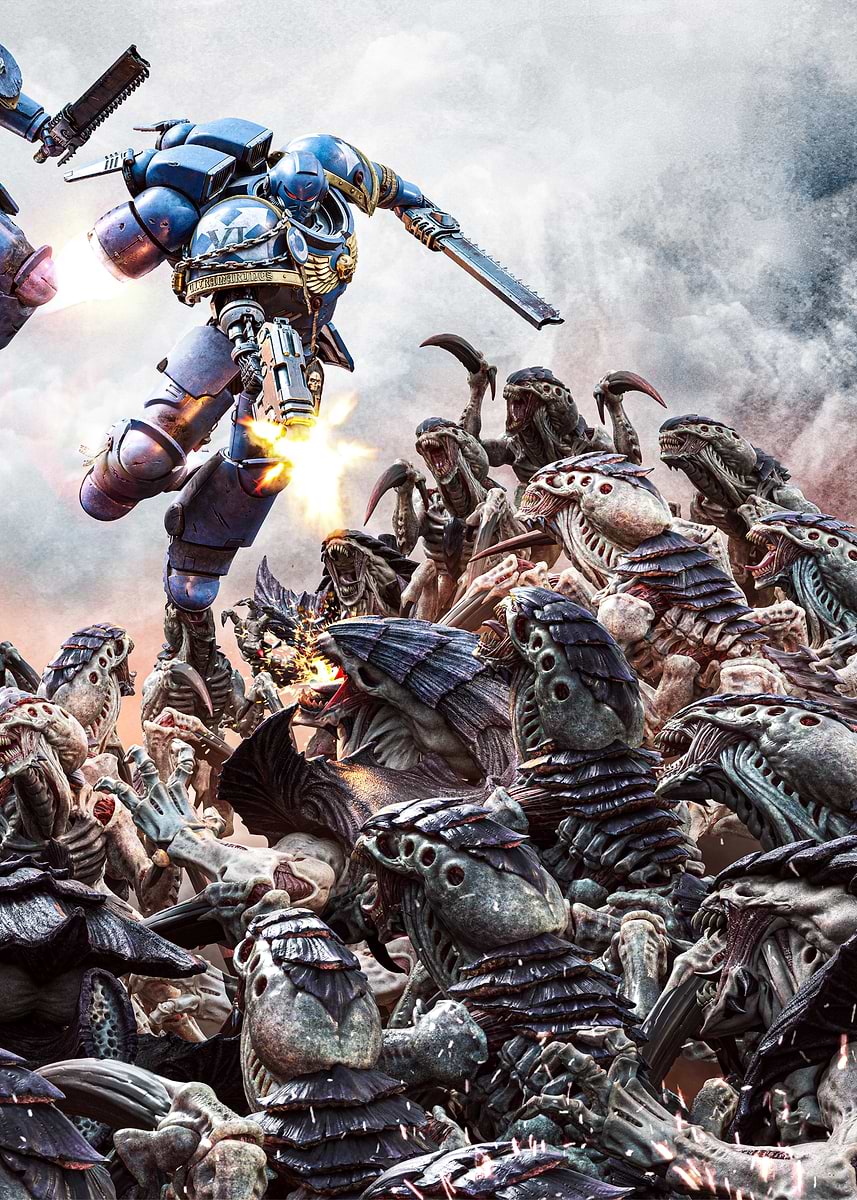 Space Marine 2 Right' Poster, picture, metal print, paint by