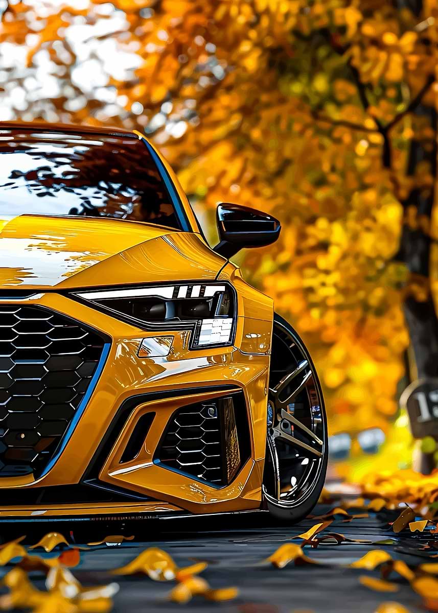 Yellow Audi RS3' Poster, picture, metal print, paint by Alex
