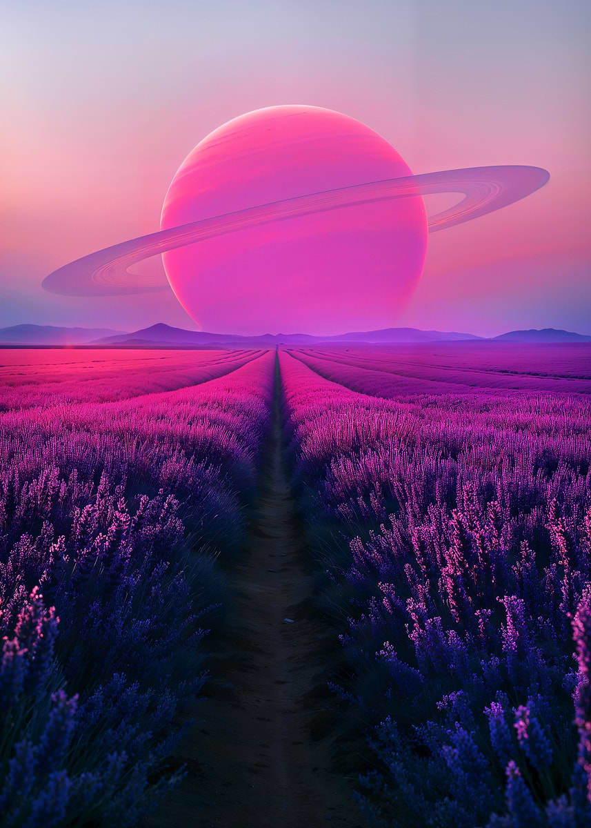 Purple Fields of Eternity — from the Alien Worlds collection, a Pixaverse metal print