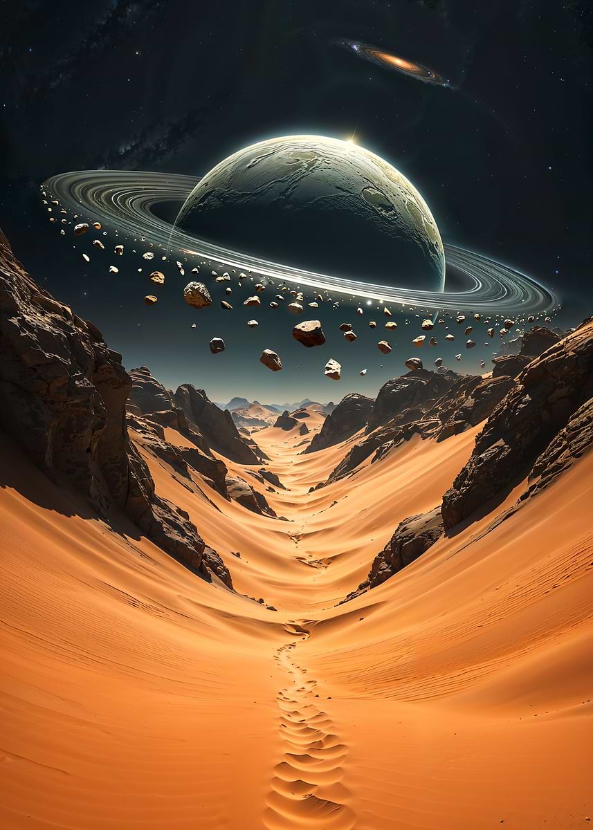 Asteroid Outlook — from the Alien Worlds collection, a Pixaverse metal print