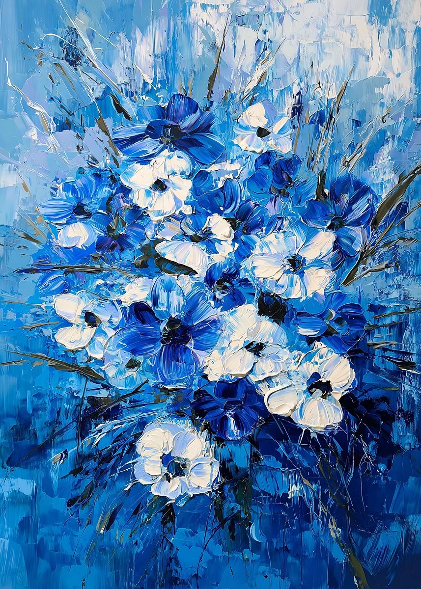 floral cornflower painting' Poster, picture, metal print, paint by