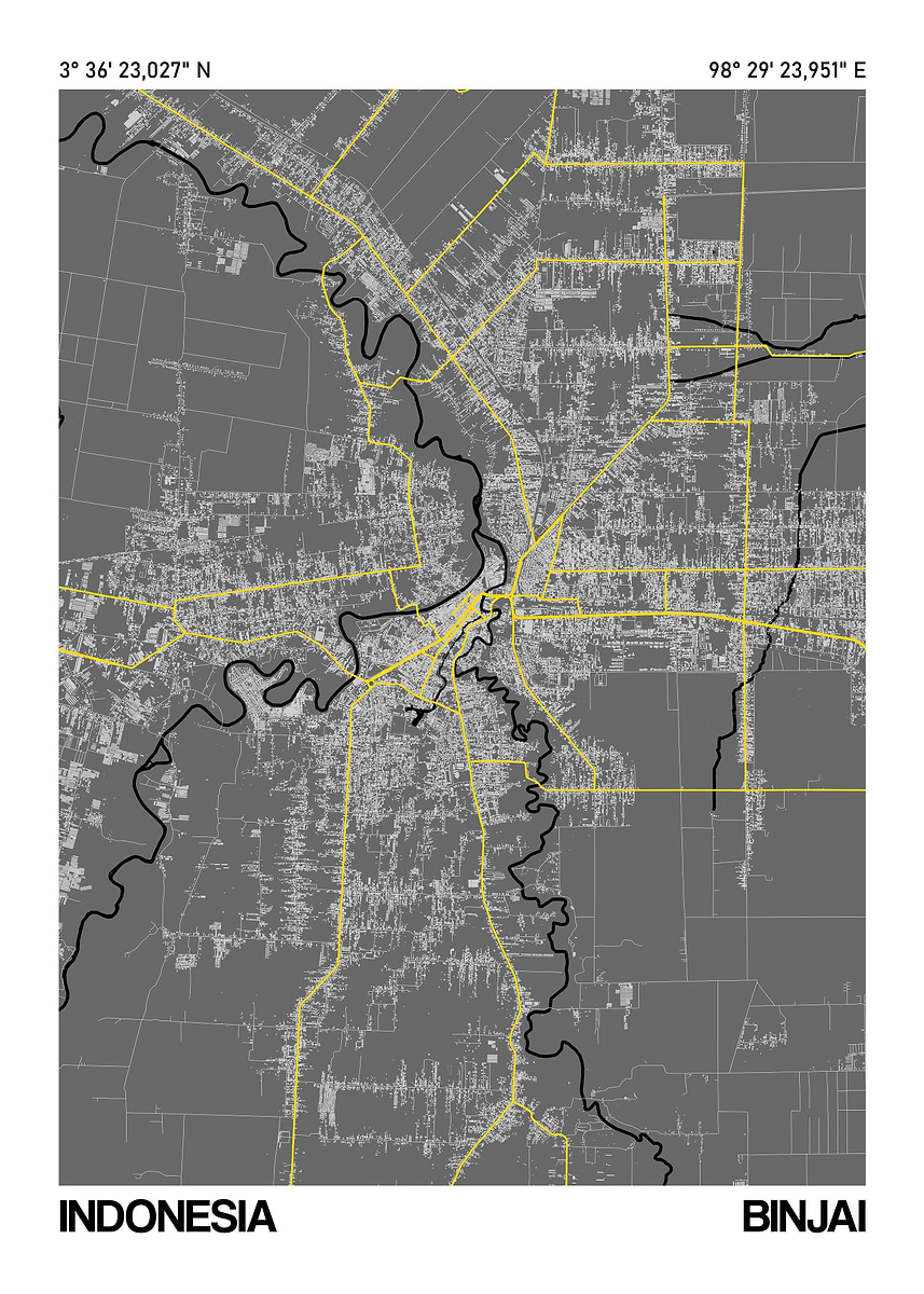 'Binjai Map Poster' Poster, picture, metal print, paint by Ahmad Adifin ...