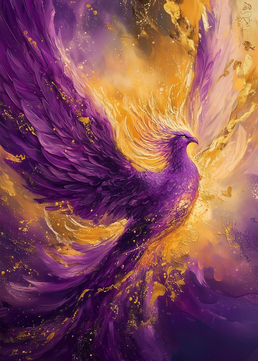 Purple Phoenix Rising' Poster, picture, metal print, paint by Mari