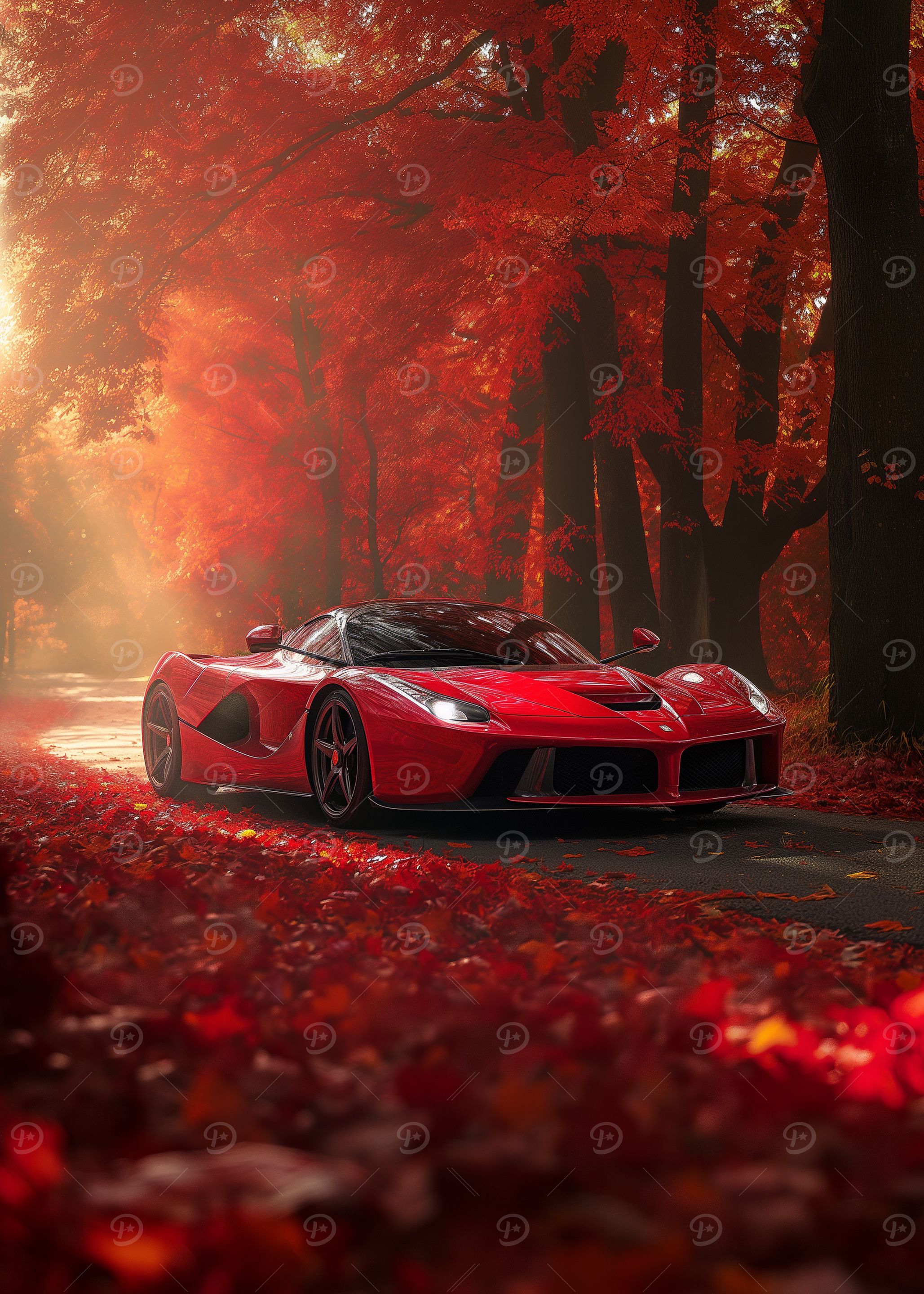 Ferrari LaFerrari in Autumn' Poster, picture, metal print