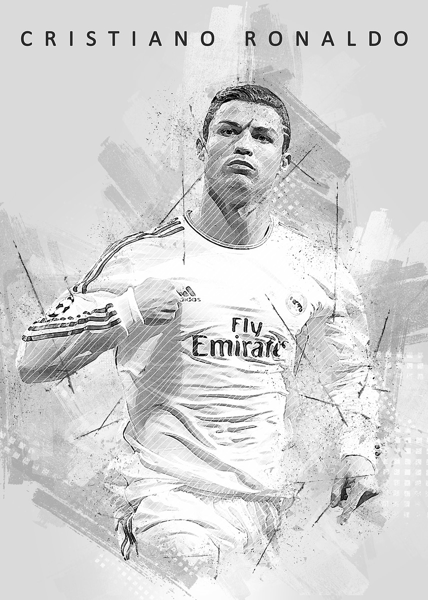Ronaldo Poster Cr7 Black And White Cristiano Ronaldo Sketch