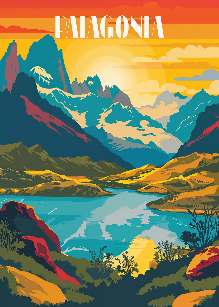 Patagonia Landscape Poster' Poster, picture, metal print, paint by
