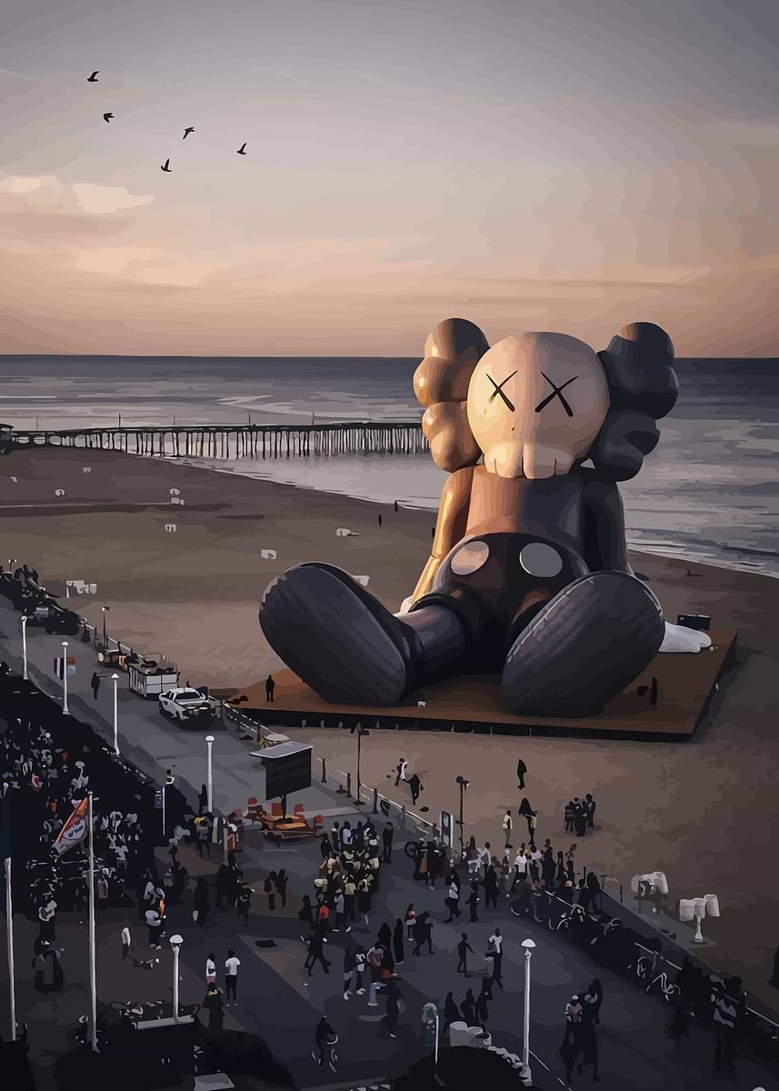 Kaws Beach' Poster, picture, metal print, paint by Terbar Creative