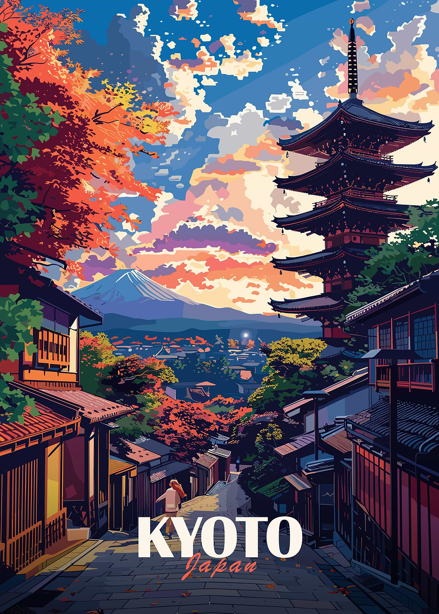 Kyoto Japan Landscape' Poster, picture, metal print, paint by