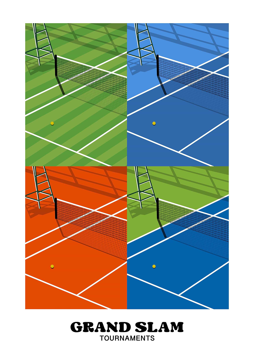Grand Slam Tennis Courts' Poster, picture, metal print, paint by