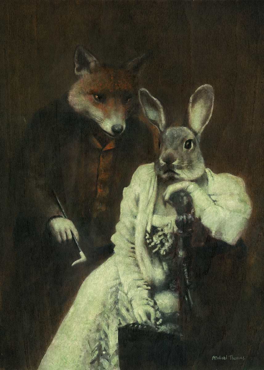 Fox Rabbit Art 'Fox and Rabbit Portrait' Poster, picture, metal print, paint by ...