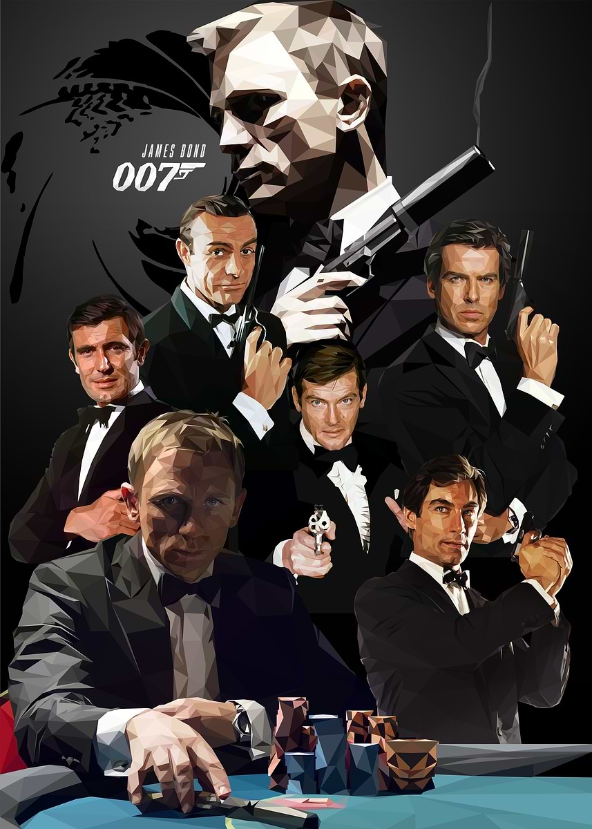 James Bond 007 Collage' Poster, picture, metal print, paint by