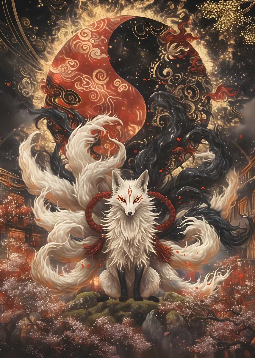 Nine-Tailed Fox Spirit' Poster, picture, metal print, paint by