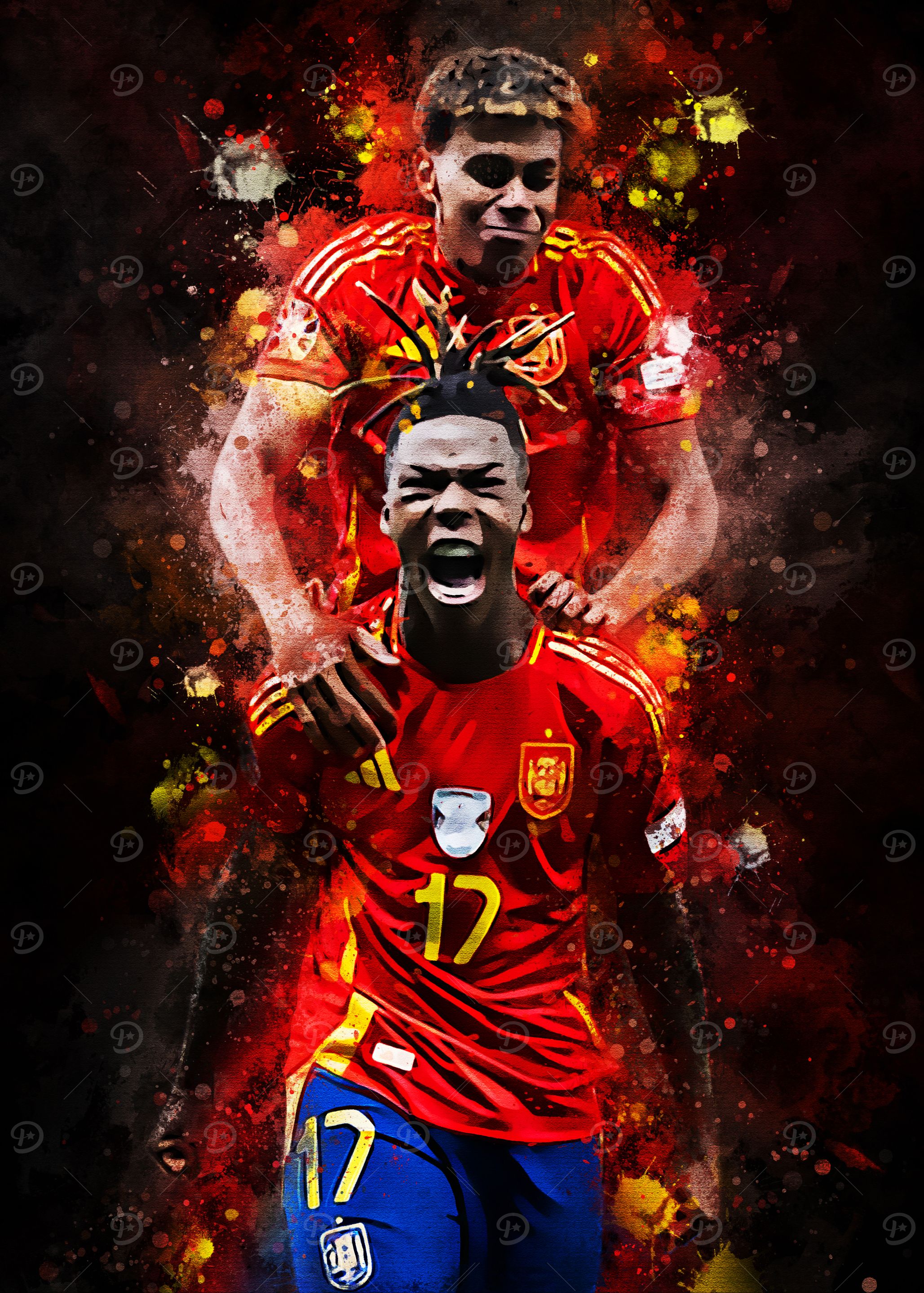 Nico Williams & Lamine Yamal' Poster, picture, metal print, paint