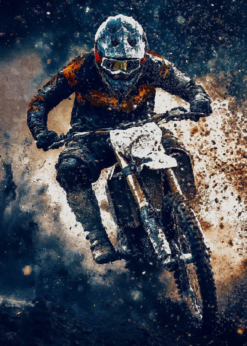 Mx Rider Poster 'Motocross Rider in Action' Poster, picture, metal print, paint by Aku ...