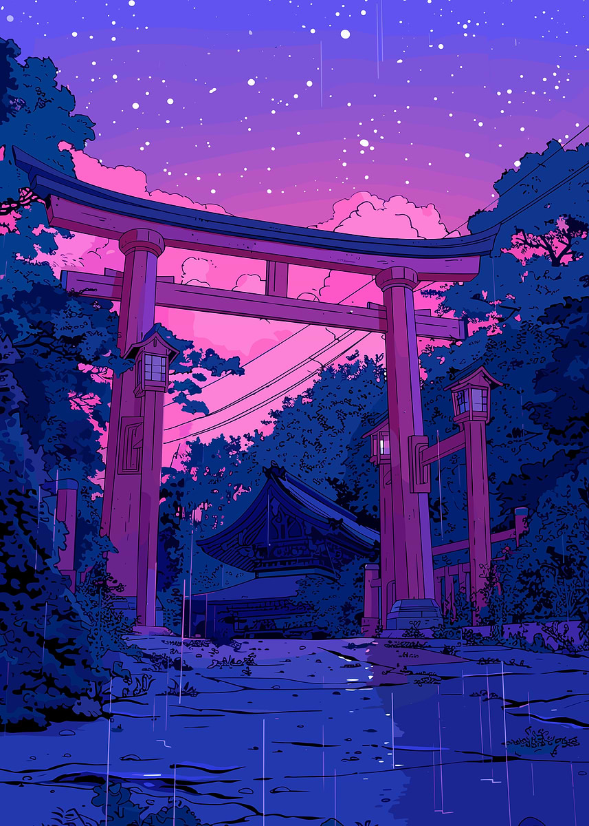 Japanese Temple Gate' Poster, picture, metal print, paint by