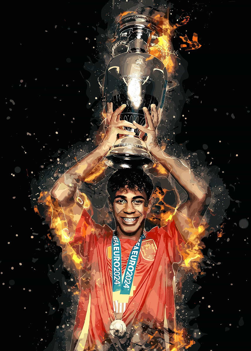 Yamal Rasmlar 'Lamine Yamal Soccer Champion' Poster, picture, metal print, paint by ...