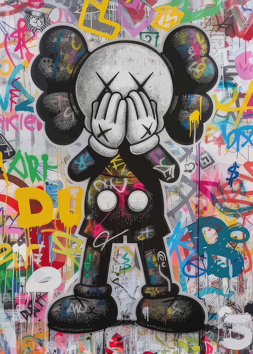 KAWS Graffiti Art' Poster, picture, metal print, paint by F1 Super