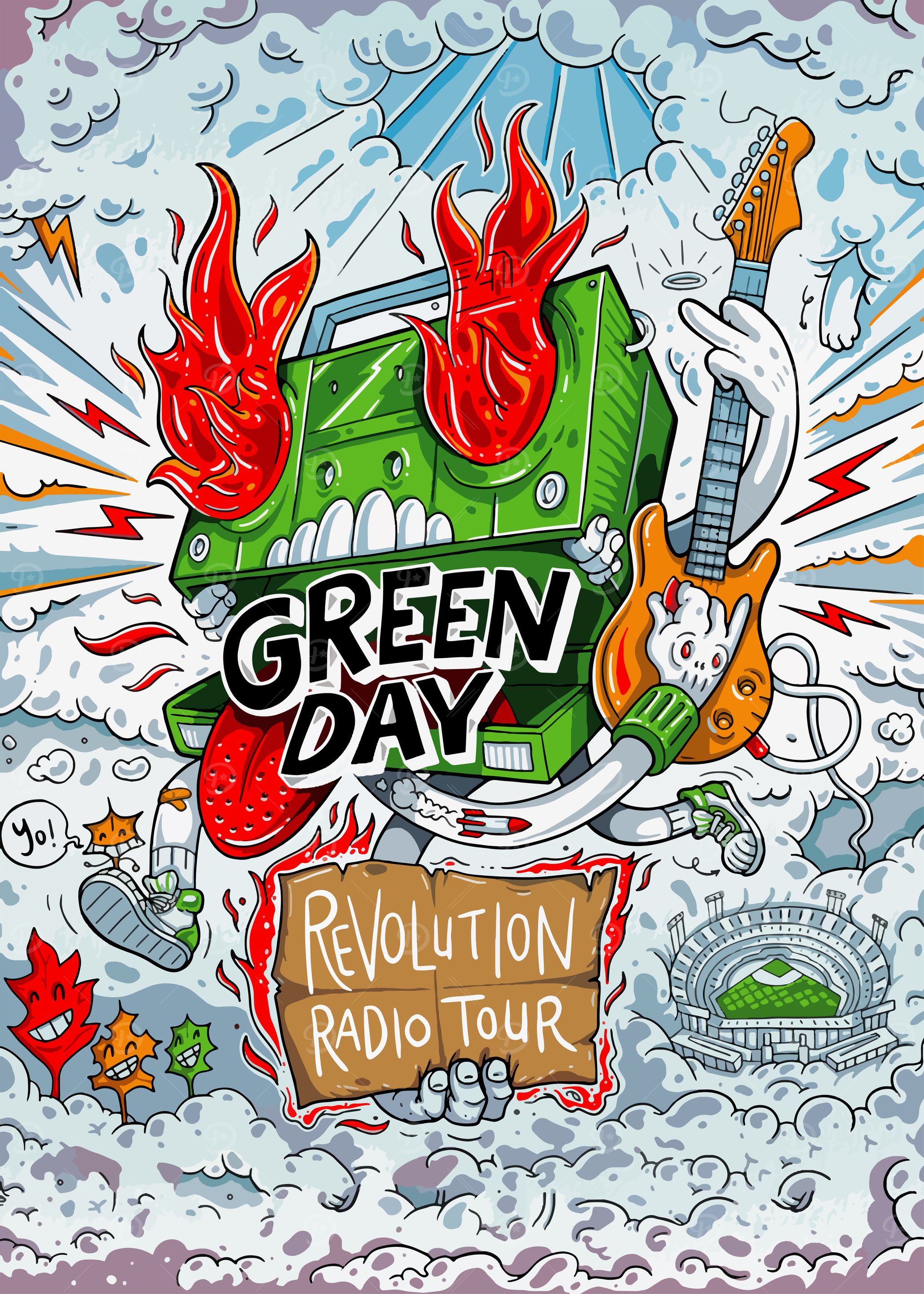 Green Day Revolution Radio' Poster, picture, metal print, paint by