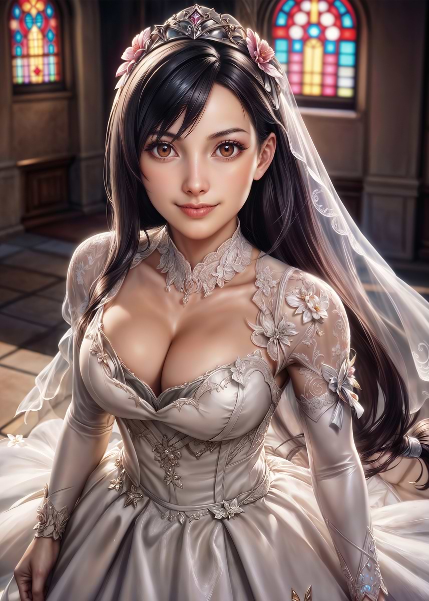 Tifa Lockhart Wedding' Poster, picture, metal print, paint by