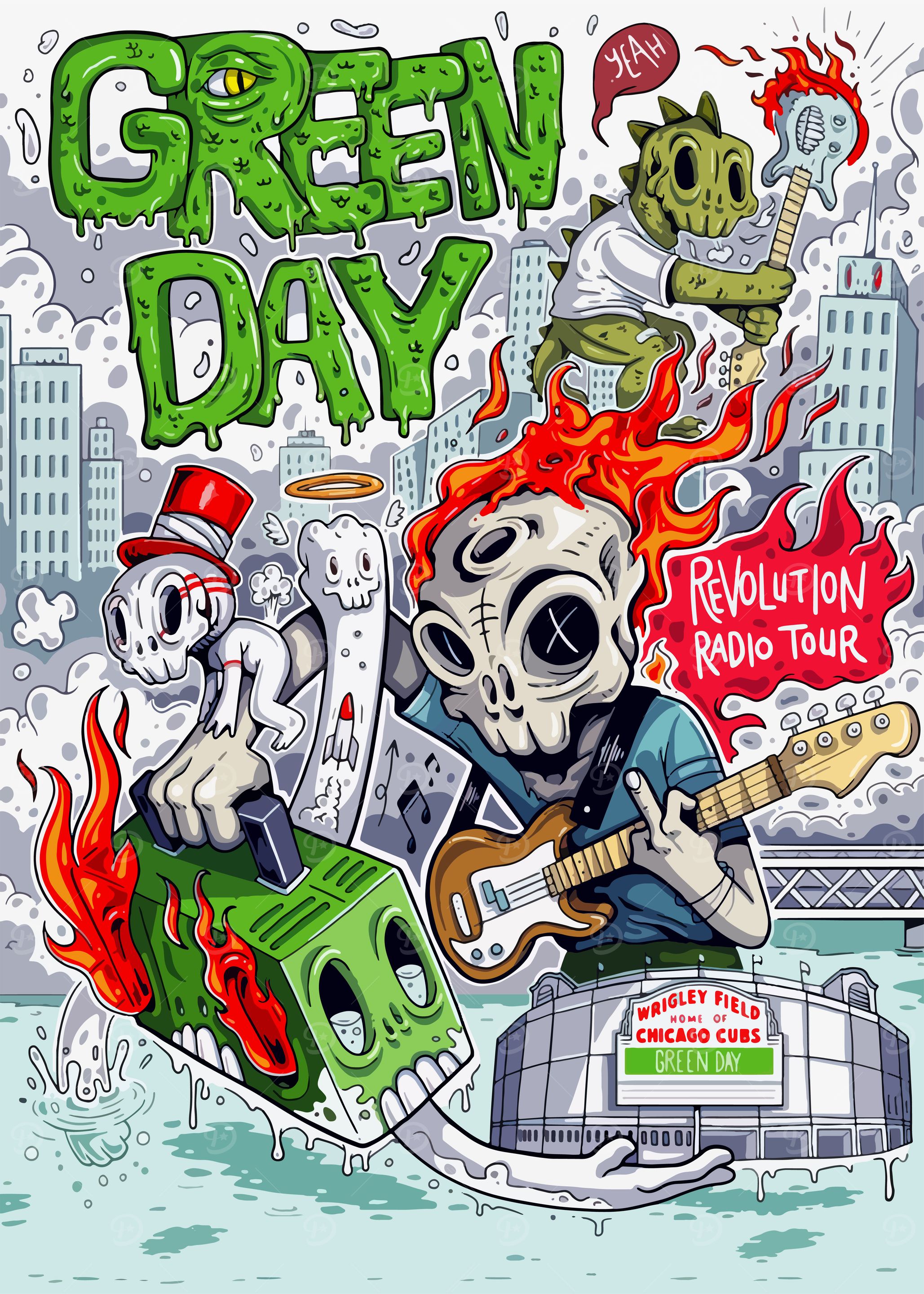 Green Day Revolution Radio' Poster, picture, metal print, paint by