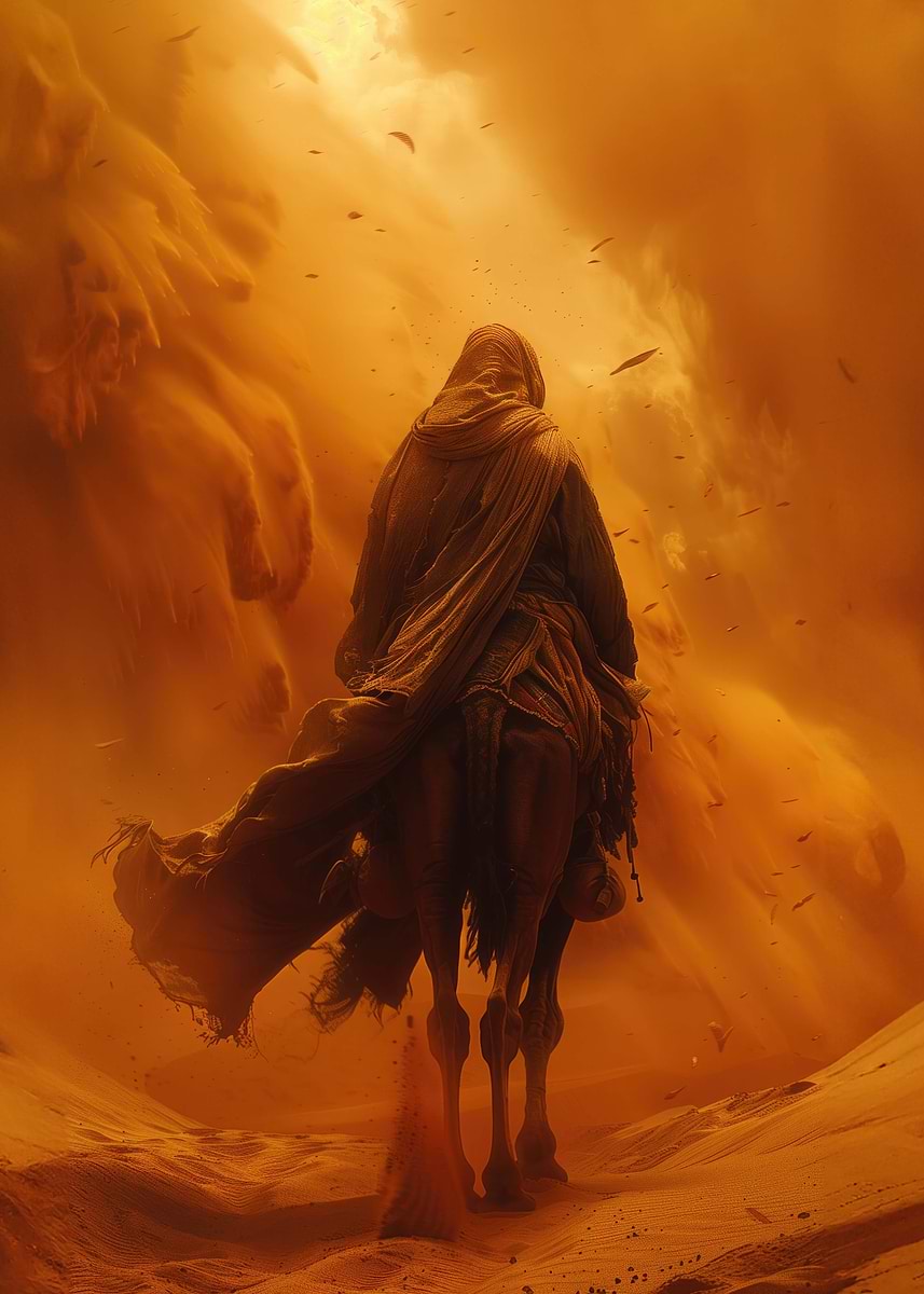 'Desert Rider in Dust Storm' Poster, picture, metal print, paint by ...