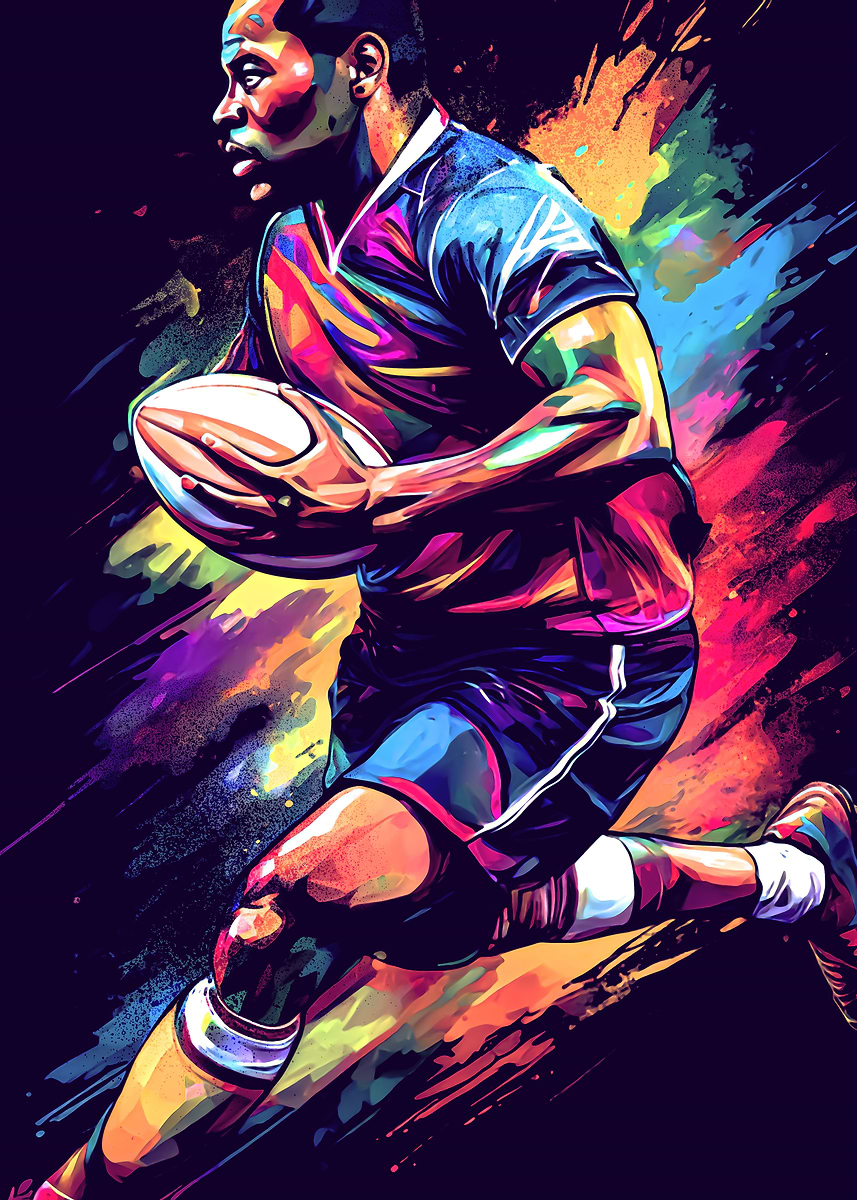 'Rugby Player in Action' Poster, picture, metal print, paint by Johann ...