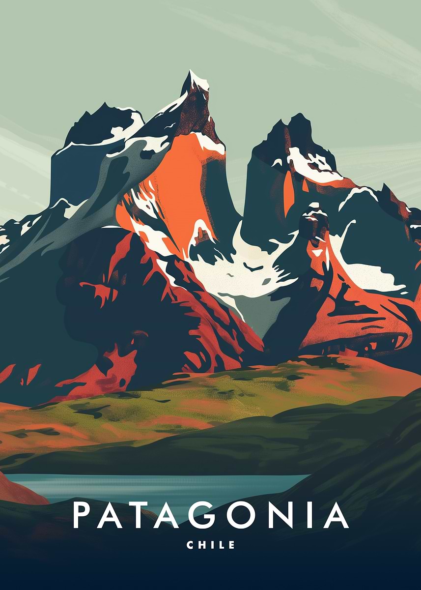 Patagonia Mountain Landscape' Poster, picture, metal print, paint