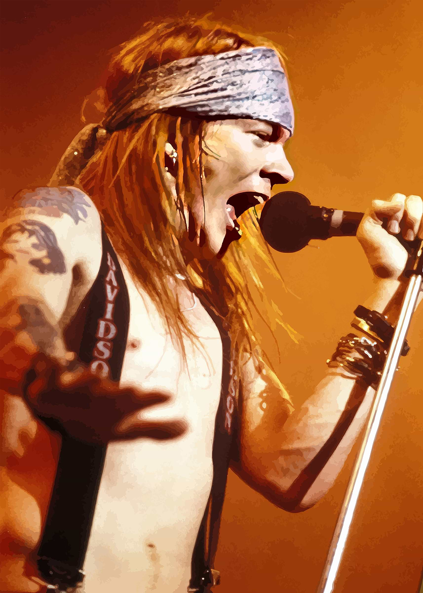 Axl Rose Live Performance' Poster, picture, metal print, paint by