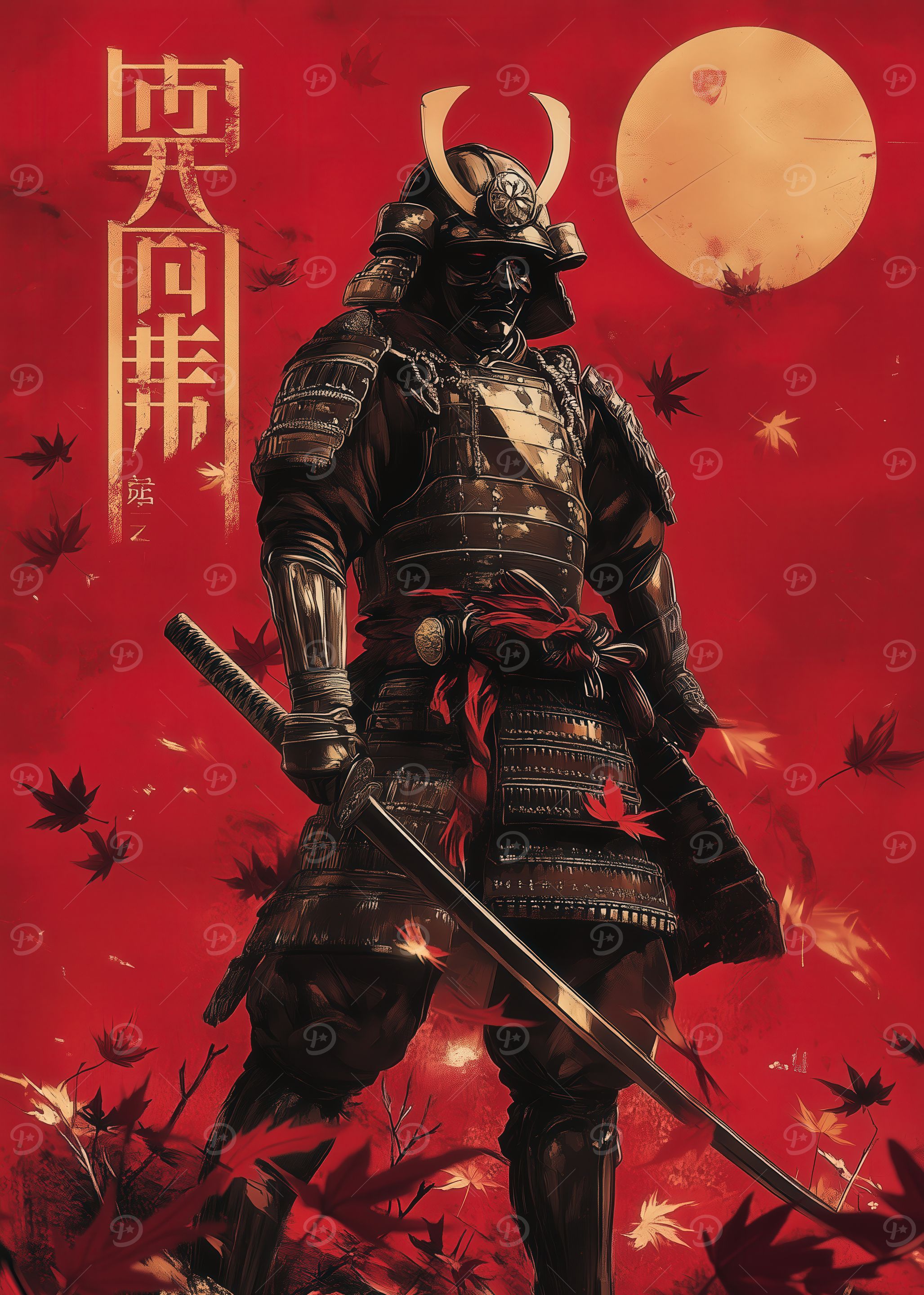 Samurai Warrior Japan' Poster, picture, metal print, paint by