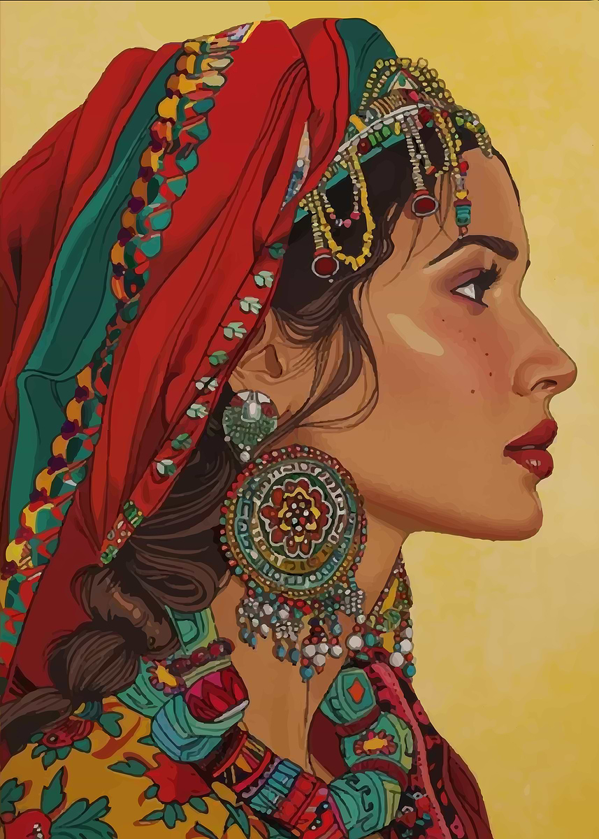 Amazigh Woman' Poster, picture, metal print, paint by Morocco